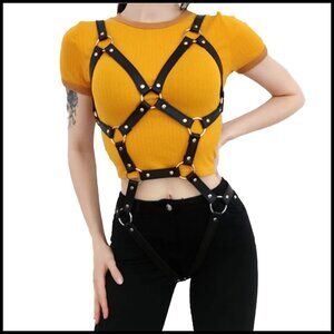 Leather Body Harness Belt Adjustable Gothic Punk Lingerie BDSM Cosplay Costume